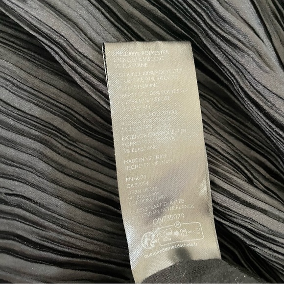 Anthropologie V-Neck Pleated Slim Midi Dress Womens XSP Black Open Back Cut Out - Picture 10 of 12